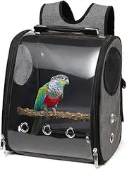 Bird Travel Cage Parrot Backpack Carrier for Parakeets Cocktatiels Lovebirds Finches Small Medium 2 Birds Bag Outside with Perch Stand Car Outdoor Vet Transparent Lories Transport Box Lightweight