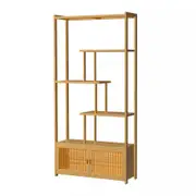 Fin Large Bamboo Storage Rack Natural Wood Cupboard Shelving Unit Living Room Hallwa