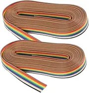 DOITOOL 2 Rolls 10 Pin Rainbow Flat Flexible Ribbon Jumper Cable Roll Colorful Pitch Ribbon Cable for Wiring for Construction and Repairs
