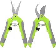 KALLORY 2Pcs Heavy Duty Gardening Pruning Shears Plant Scissors for Floral Arrangements Ergonomic Non Slip Handle for Trimming Flowers Bonsai Plants