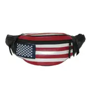 New CTM Leather Patriotic American Flag Fanny Waist Pack