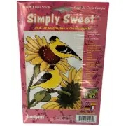 Vtg Janlynn Cross Stitch Kit Simply Sweet #54-98 Goldfinches Chardonnerets Birds
