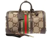 NEW GUCCI LUXURY GUMBO G CANVAS LEATHER DUFFLE TRAVEL BAG