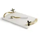 "NEW" Michael Aram "Black Iris" Large White Marble Cheese Board w/Knife - No Box