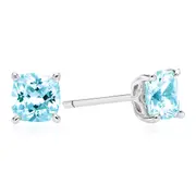 Sterling Silver Cush 5x5mm Blue Cubic Zirconia Stud Earrings