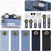 Mardatt 17Pcs Elastic Pants Button Extenders Set, 3 Styles Waistband Extenders Adjustable No Sew Metal Retractable Waist Extenders Buttons for Women Men Pants Jeans Collar Dress Shirts