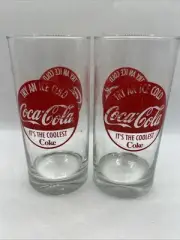2 “Try An Ice Cold Coca Cola it’s the coolest”Logo 6” Glasses Double Sided Exc.