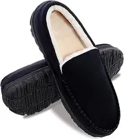 [festooning] Mens Slippers House Shoes with Memory Foam Moccasin Slipper for Men with Non-Slip Rubber Sole Indoor Outdoor