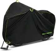Bike Cover Waterproof Outdoor Storage for 1/2/3 Bikes, Bicycle Cover Rain Sun UV Dust Wind Proof, 210D Oxford Fabric (Lab Data: 80 g/m², 3000mmH₂O), Black+Green, XL Size for 1 bike