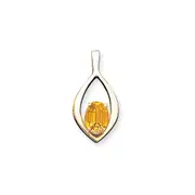 14k Yellow Gold 12x10mm Oval Citrine Checker slide