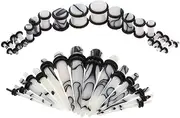 [QSAENHA] 32Pcs 0G-14G Taper Stretcher Ear Plugs Expander Gauges Acrylic Stretching Kit for Women Men - White/1901