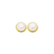 9ct Gold Cultured Freshwater Pearl Gold Rim Stud Earrings in White