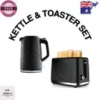 NEW 2 SLICE TOASTER & 1.7L KETTLE KITCHEN COMBO MATCHING SET - BLACK/CHROME