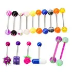 16Pcs Assorted Colorful Tongue Nipple Barbell Piercing