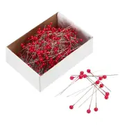 Sewing Pins 800pcs Round Pearl Dressmaking Corsage Pins Straight Pins, Red