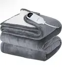 Bedsure Twin Electric Blanket: Cozy Flannel, 10 Settings, 6 Heat Levels (Grey)
