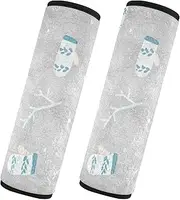 Car Seat Belt Pads Covers Set of 2 Soft Car Safety Seat Belt Strap Shoulder Pad Backpack Shoulder Strap Pad Cover Car Accessories for Adults and Kids M Merry Christmas Winter (18)