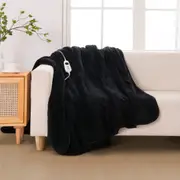 Dreamaker Coral Fleece Heated Throw Black 180x200cm