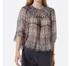 NWT $228 Joie Rosalind Silk Peasant Blouse Size Small Pale Mauve Multi Shirt Top