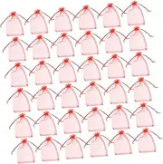 BESPORTBLE 100pcs Organza Drawstring Bags Mesh Jewelry Pouches for Weddings Parties and Showers Soft Breathable Material Stylish Packaging Red