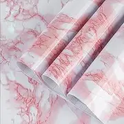 Pink Marble Self-Adhesive Wallpaper Roll - 45cm×500cm -Removable Granite Contact Paper - Ideal for Book Desk, Vanity, DIY - Waterproof for Table Countertop Cabinet Drawer (5m)