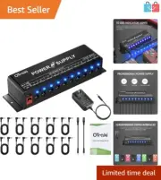 Compact Guitar Pedal Power Supply – 10 Outputs, Short-Circuit Safety, Black