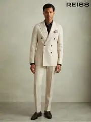Reiss Oatmeal Halgas Linen Side Adjuster Trousers (B62114) | $325