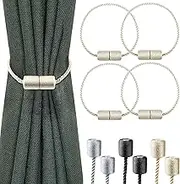 4 Pack Strong Magnetic Curtain Tiebacks,H HOME-MART Indoor Elegant Decorative Tie Backs Modern Rope Tiebacks for Drapes,Curtain Tiebacks Buckles Holdbacks Holders Hooks Clip for Home,Farmhouse Decor