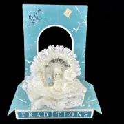 Vintage Bakery Craft Traditions Bride Groom Pearls Lace Cake Topper Precious