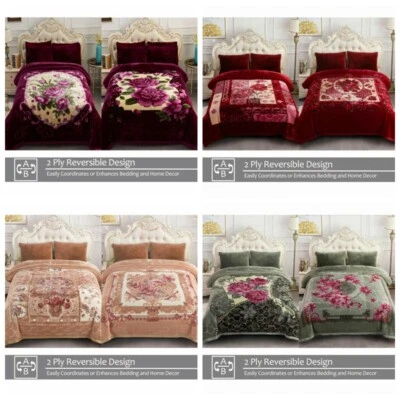 Heavy Korean Mink Fleece Blanket 2 Ply Reversible Silky Soft Winter Bed Blankets