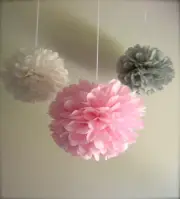 12x light pink grey white tissue paper pom pom lanterns wedding party decoration