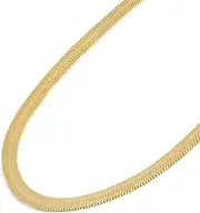 [Jewelry Atelier] Gold Chain Necklace Collection - 14K Solid Yellow Gold Filled Herringbone/Snake Chain Necklaces for Women and Men with Different Sizes (3.2mm or 4.0mm)