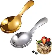 CALLYSONIC Small Spoons, Pack of 2 Mini Spoons, Jam Jars, Small, Coffee Spoon, Coffee Spoon, Short Handled Spoon for Jam Jars, Sugar Spoons, (Gold and Silver)