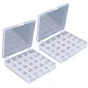 2 Pack 25 Slots Empty Bobbin Spool Box Plastic Storage Case for Sewing Machine