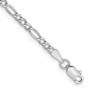 14K White Gold 7 Inch 2.5mm Semi-Solid Figaro With Lobster Clasp Bracelet
