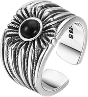[ATRVWPO] S925 Sterling Silver Mansard Ring for Men And Women, Open-Ended Adjustable Punk Mansard Ring
