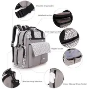 Large Capacity Baby Bag Diaper Bag Maternity Bag Mommy Bag Nappy Bag Stroller Bag Backpack with Insulated Baby Bottle Bag,Red