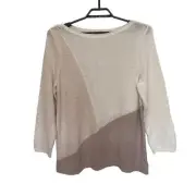 PURE JILL Patchwork Coastal Grandma Boho Sweater Womens XLP New Neutral Beachy
