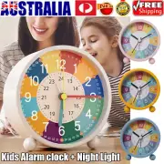 Creative Children Kids Clock Mute Electronic Bedroom Learning Clock +Night Light