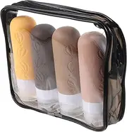 WRITWAA 4pcs Silicone Travel Toiletry Bottles Refillable Shampoo and Lotion Containers with Storage Bag for Cosmetics and Personal Care The Go