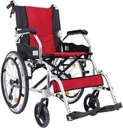 Wheelchair Transport Chair Folding Wheelchair For Adults Portable Aluminum Transport Wheelchair With Handbrake Self-propelled Manual Wheelchairs Portable Foldable Wheel Chair(Red)
