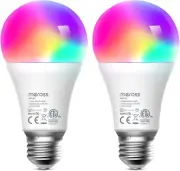 meross Smart Wi-Fi LED Bulb, E27 Light Bulb, Multiple Colors, RGBCW 810 2 Pieces