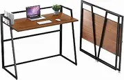 [EUREKA ERGONOMIC] fold Desk 41 inch Small Folding Table Home Computer Desk Office Collapsible Desks Study Writing Computer Folding Work Tables for Small Spaces Free Assembly, Walnut