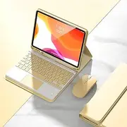 Jarttarn Touched Keyboard Case Compatible with IPad 11th Generation (A16) 11 Inch 2025 Cover with Wireless Removable Bluetooth Keyboard, Mouse and Protective Case with Pen Slot (Yellow)