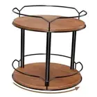Lazy Susan Organizer 2 Tier - Turntable Spice Rack for Table Top, Brown-9.2"