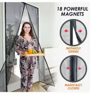 Fiberglass Magnetic Screen Door Mesh Curtain 39"x83" fits doors up to 37"x82"