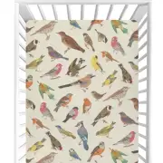 Baby Crib Sheets Birds Vintage Mini Crib Sheets Fitted for Girls Boys,Neutral...