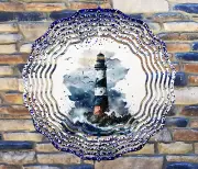 10" Watercolor Lighthouse Hanging Wind Spinner Yard Decor 3D Kinetic rws-043