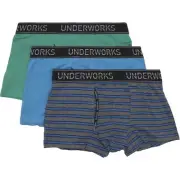 Underworks Men's 3 Pack Fly Front Trunks