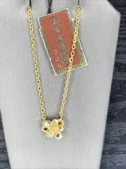 Kramer New York Necklace Gold Tone Flower Pendant Dainty 14” 1960’s NOS